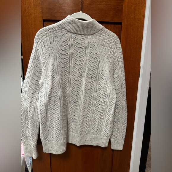 Garnet Hill Cream/Gray Mock Turtleneck Sweater - Picture 2 of 5